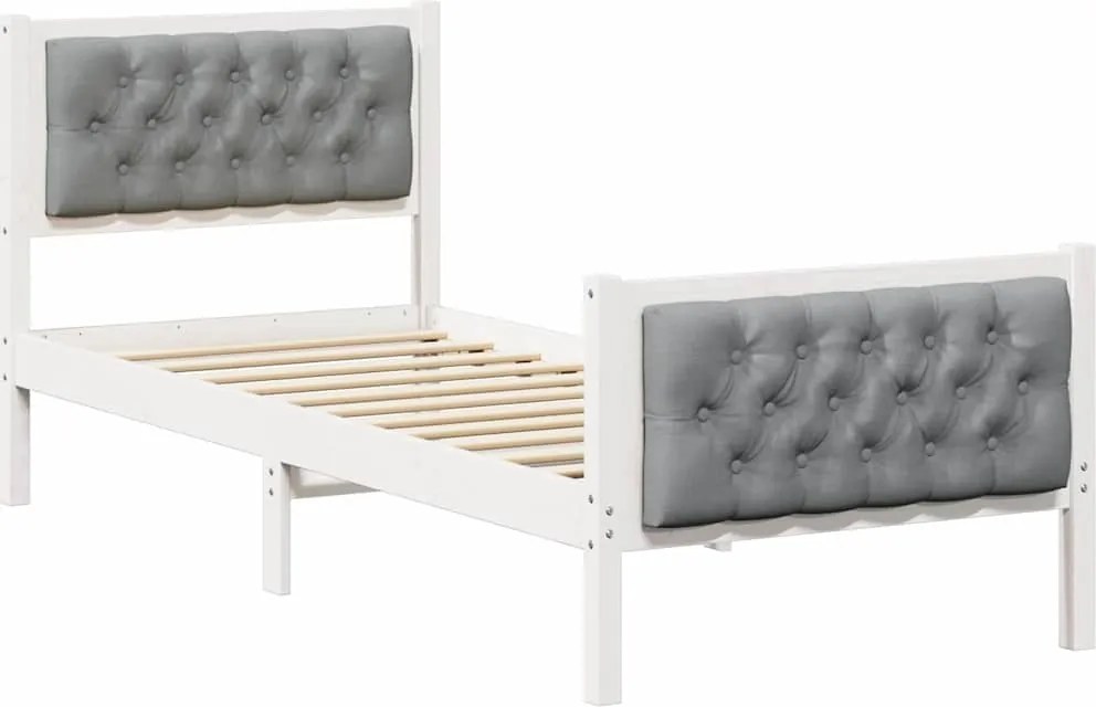 vidaXL Ágykeret fejtámlával Világosszürke 75 x 190 cm Tömör fenyőfa