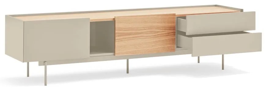 Bézs-natúr színű TV-állvány tölgyfa dekorral 180x45 cm Otto – Teulat