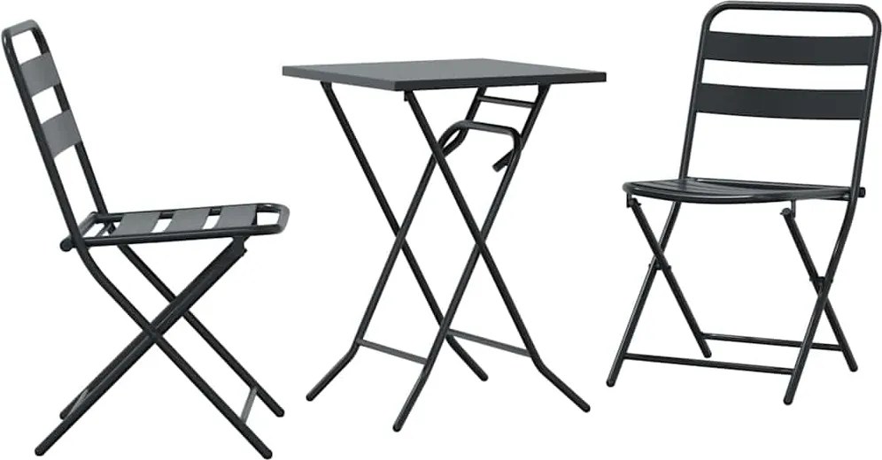 vidaXL Kert Bistro Készlet 3 pcs Antracit Acél