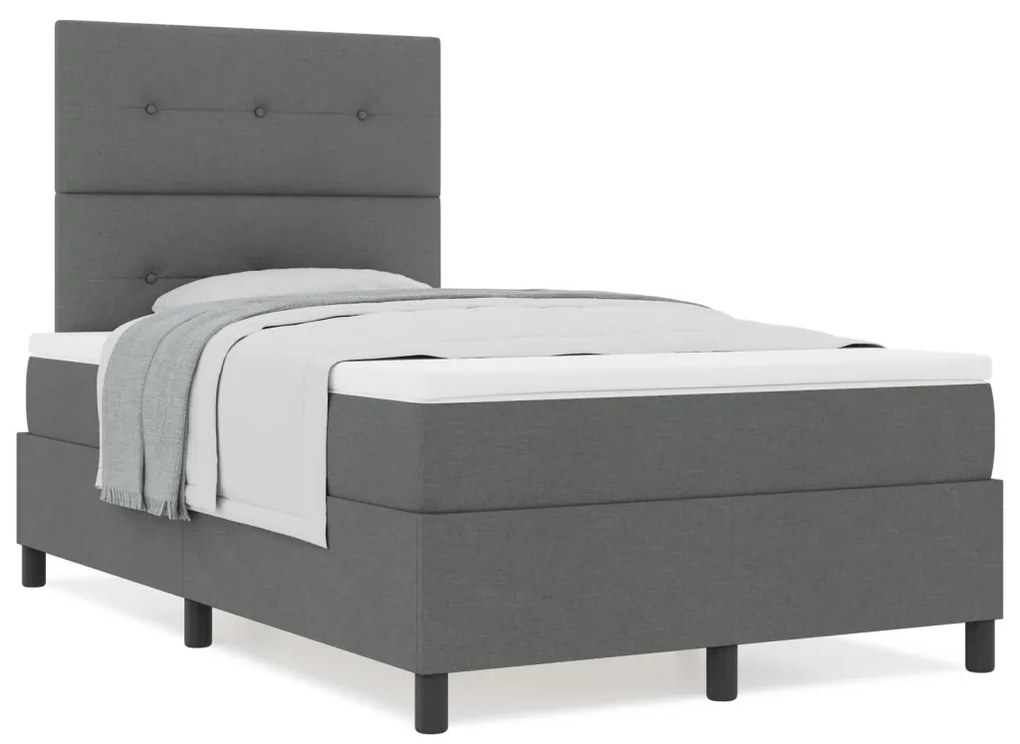 Boxspring Ágy Matraccal Közép-Szürke Kisfrancia Szövet