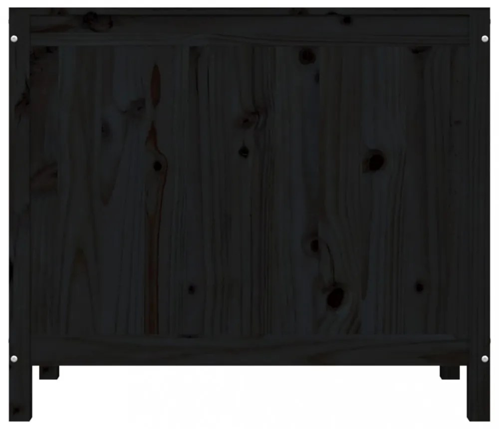 fekete tömör fenyőfa szennyestartó láda 88,5 x 44 x 76 cm