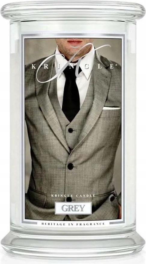 Grey Kringle Candle nagy, klasszikus befőttesüveg (624g) 2 kanóccal