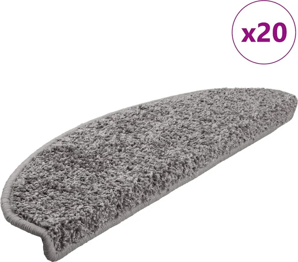 vidaXL 20 db szürke, félkör alakú, nagy lépcsőszőnyeg 65 x 21 x 4 cm