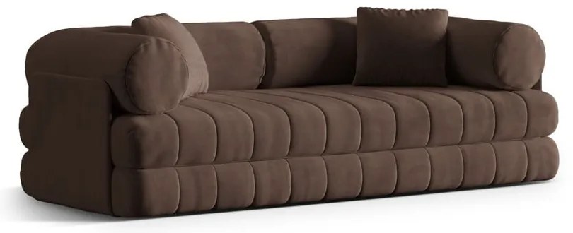 Barna bársony kinyitható kanapé 206 cm Kemi – Cosmopolitan Design