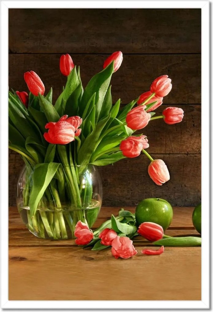 Poszter keretben 40x60 Piros tulipánok