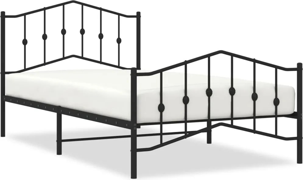 vidaXL fekete fém ágykeret fej- és lábtámlával 107 x 203 cm