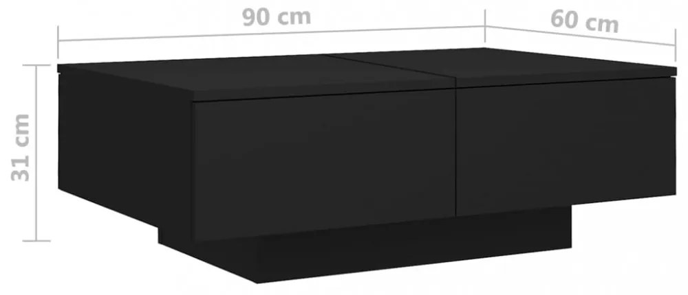 fekete szerelt fa dohányzóasztal 90 x 60 x 31 cm