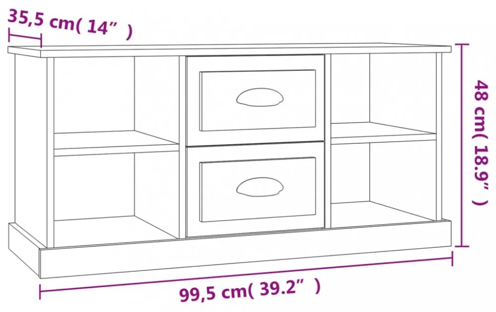 füstös tölgy színű szerelt fa TV-szekrény 99,5x35,5x48 cm