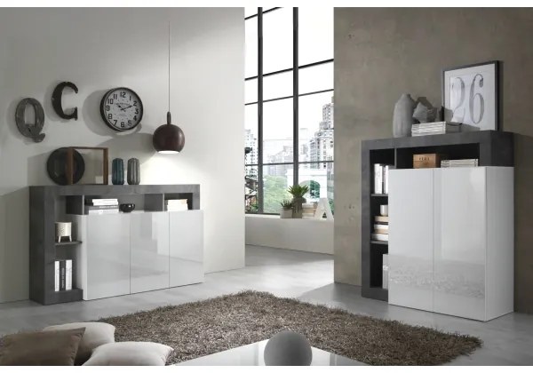 Komód LENOR fehér/antracit