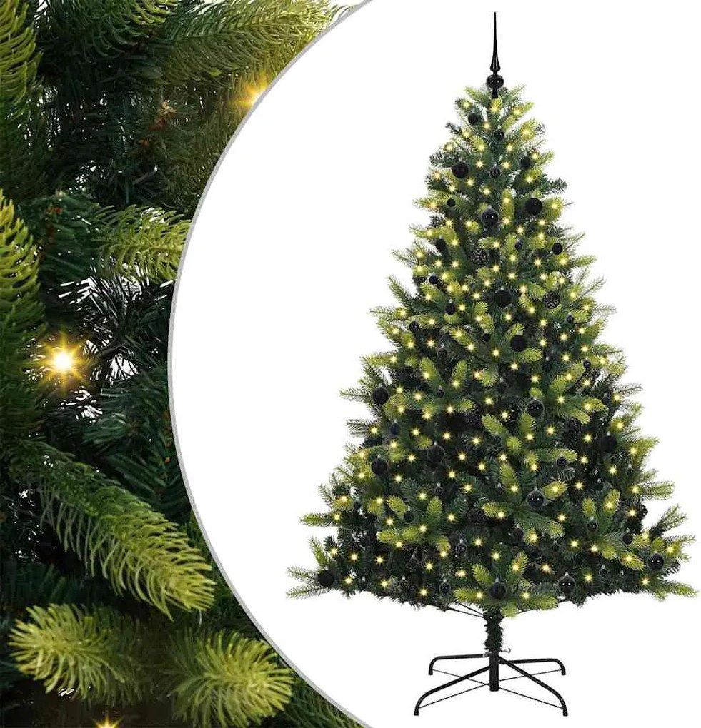 vidaXL Mesterséges Hajlított Karácsonyfa 300 LED-del Zöld 240 cm