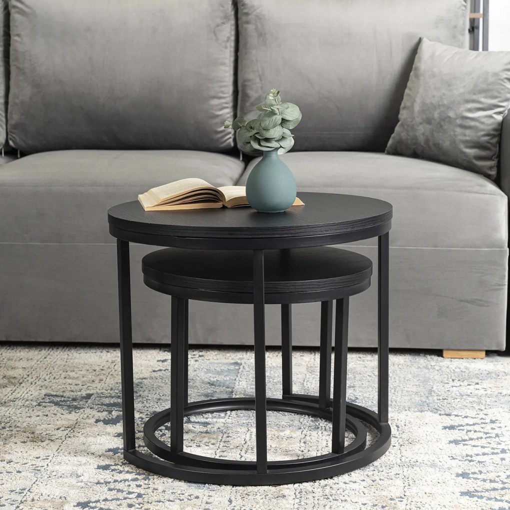 Dohányzóasztal szett fekete színben MANU