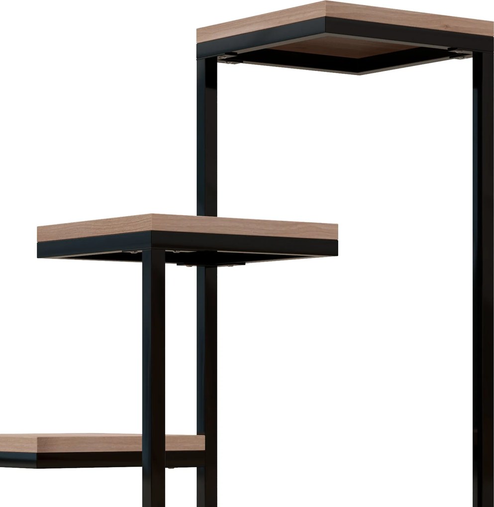 Outsunny Fém és Fa Növényállvány Virágpolc 4 Szinten Ipari Stílus 40L x 40W x 75.5H cm | Aosom