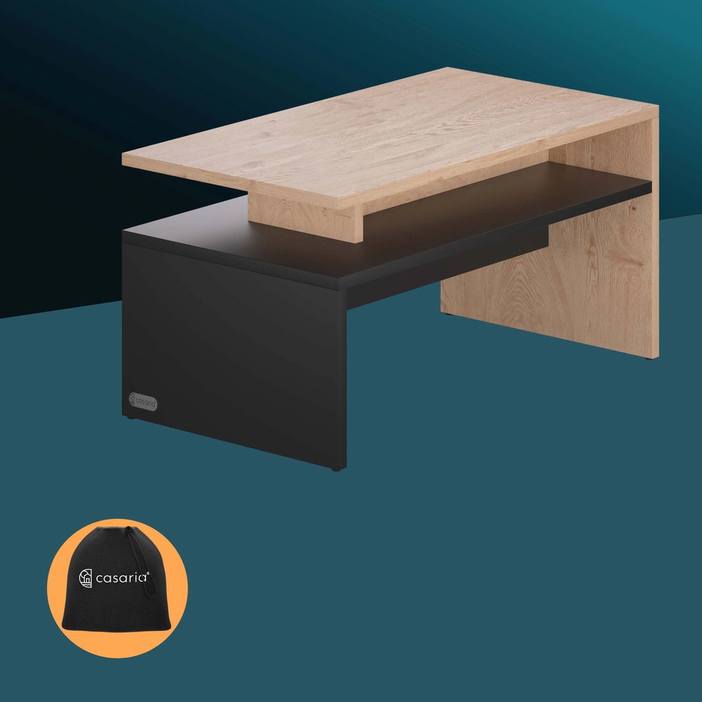 Casaria® Sacramento dohányzóasztal 92x50x47cm - natúr/antracit
