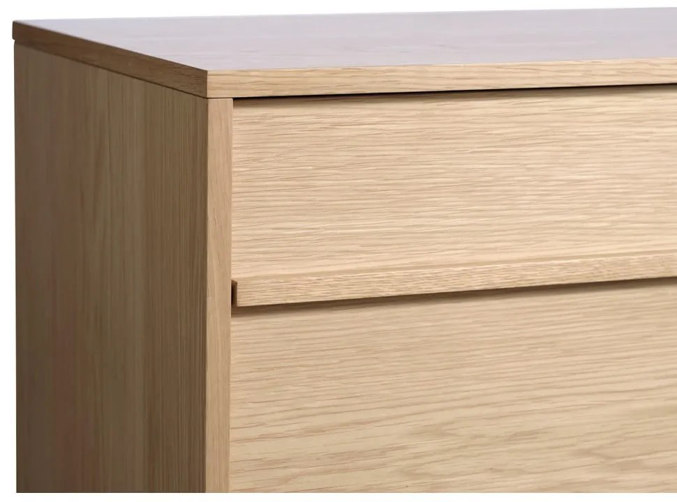 Natúr színű alacsony komód tölgyfa dekorral 75x140 cm Ponza – Unique Furniture