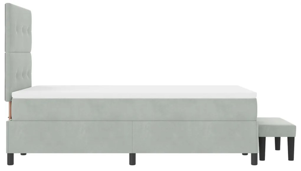 Box spring ágy matraccal és paddal, világosszürke, 120x190 cm, bársony