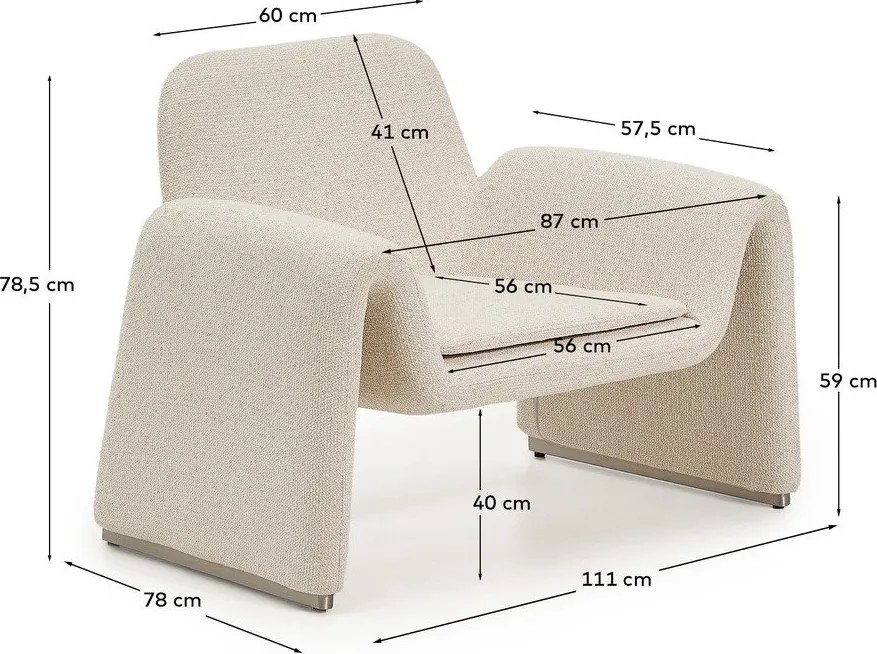 Bézs zsenília fotel Melvia – Kave Home