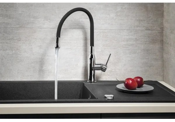 Sapho - Mosogató csap rugalmas karral SILI fekete/réz