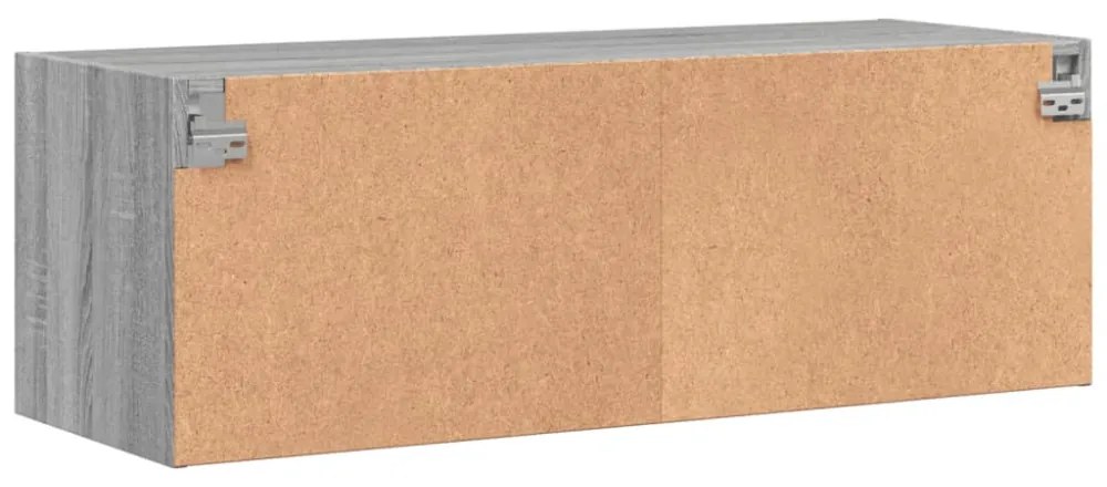 szürke sonoma színű faliszekrény üvegajtókkal 102 x 37 x 35 cm