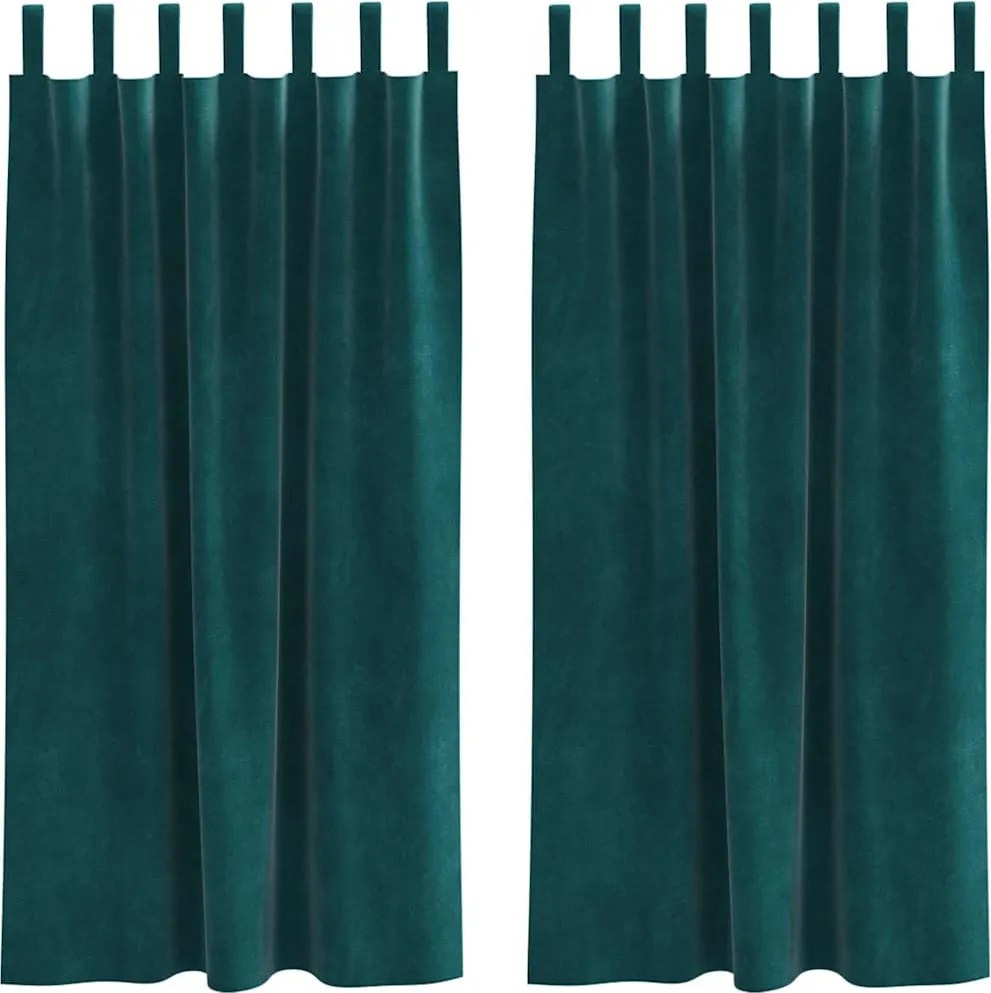 vidaXL Sötétítő függönyök 2 pcs Sötétzöld 140 x 175 cm Bársony