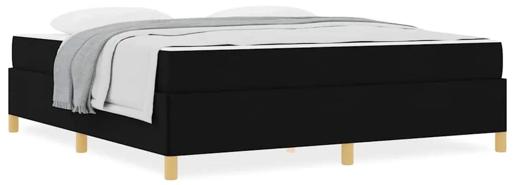 Boxrugós ágy Fekete és fehér és fekete 180 x 200 cm szövet