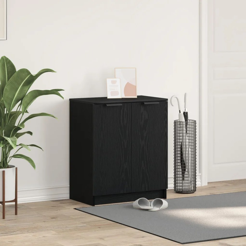 Cipőszekrény Fekete Tölgy 59x35x70 cm Mérnöki Fa