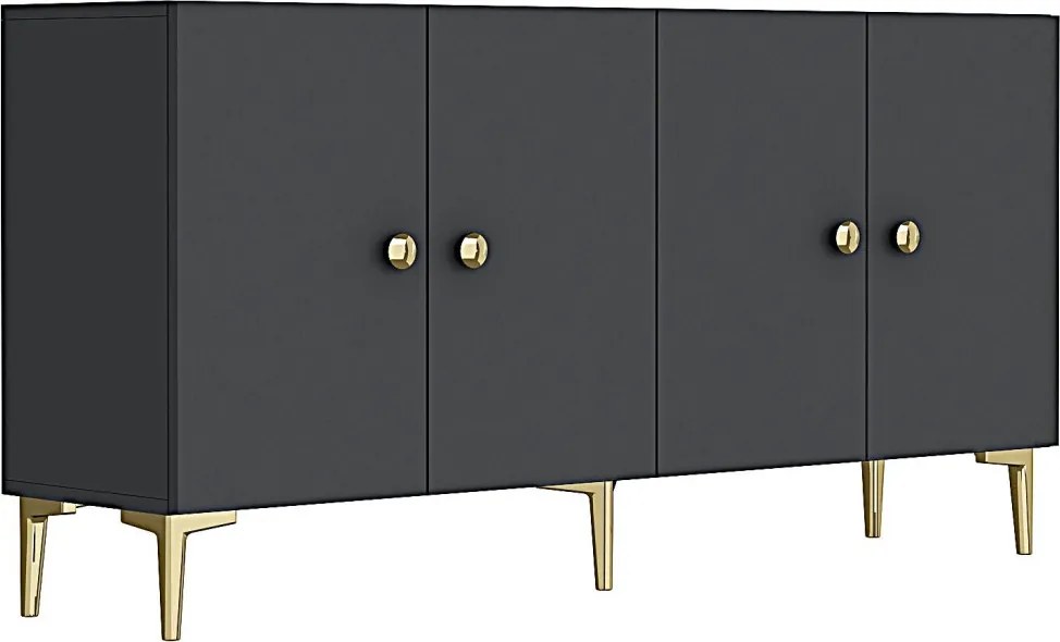 Simple komód, antracit-arany, 150 cm
