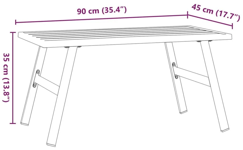 fekete porszórt acél kerti dohányzóasztal 90 x 45 x 35 cm