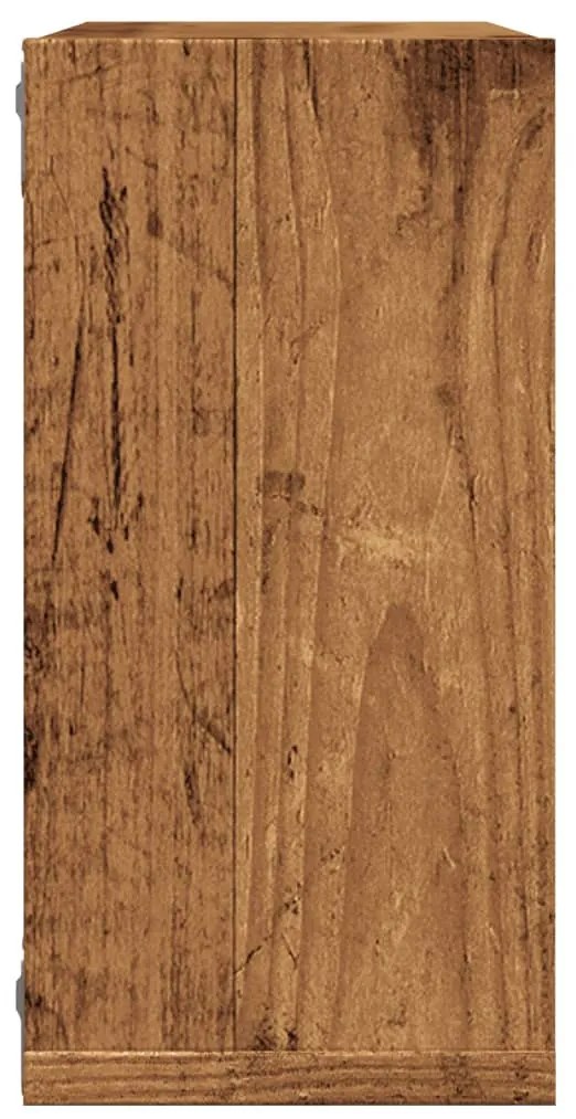 4 db antik fa színű szerelt fa fali kockapolc 30x15x30 cm