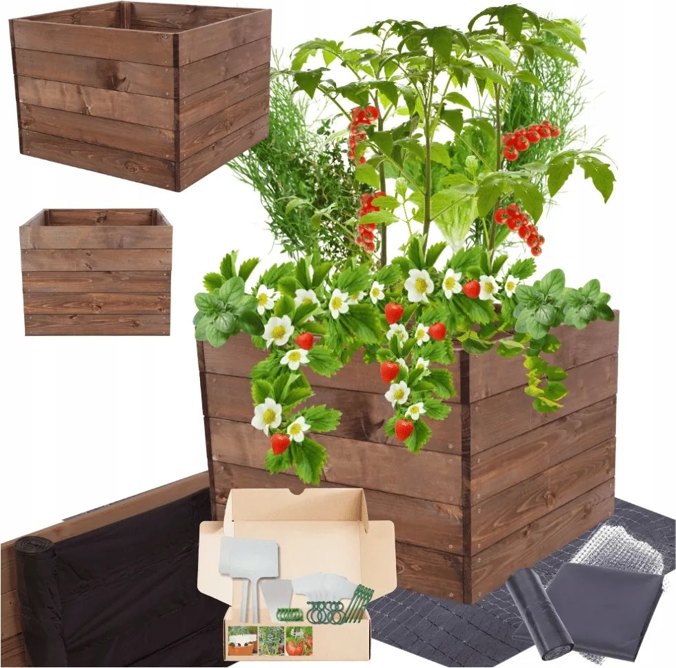 Zöldségágyás magasított láda inspekt fa virágtartó 45x60x30