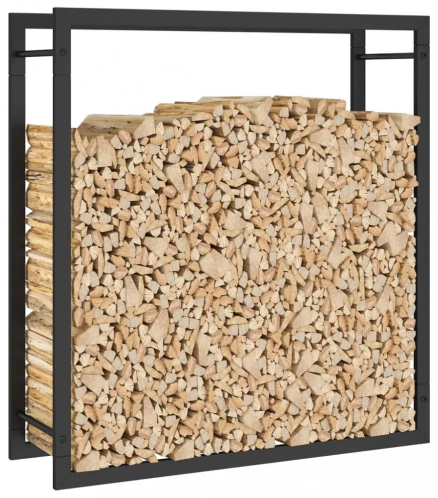 fekete acél tűzifatároló állvány 80x28x86 cm