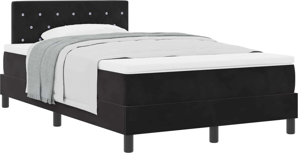 vidaXL Boxrugós ágy matracmal fejtámlával Fekete 120 x 190 cm Bársony