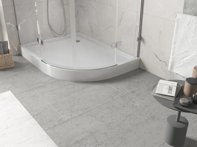 Mexen Flow+ aszimmetrikus félköríves bal oldali zuhanytálca 90 x 80 cm, fehér fényes - 46Q108090LH