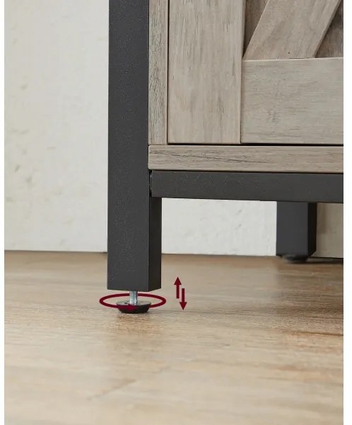 FIRA tolóajtós komód, taupe/fekete színben