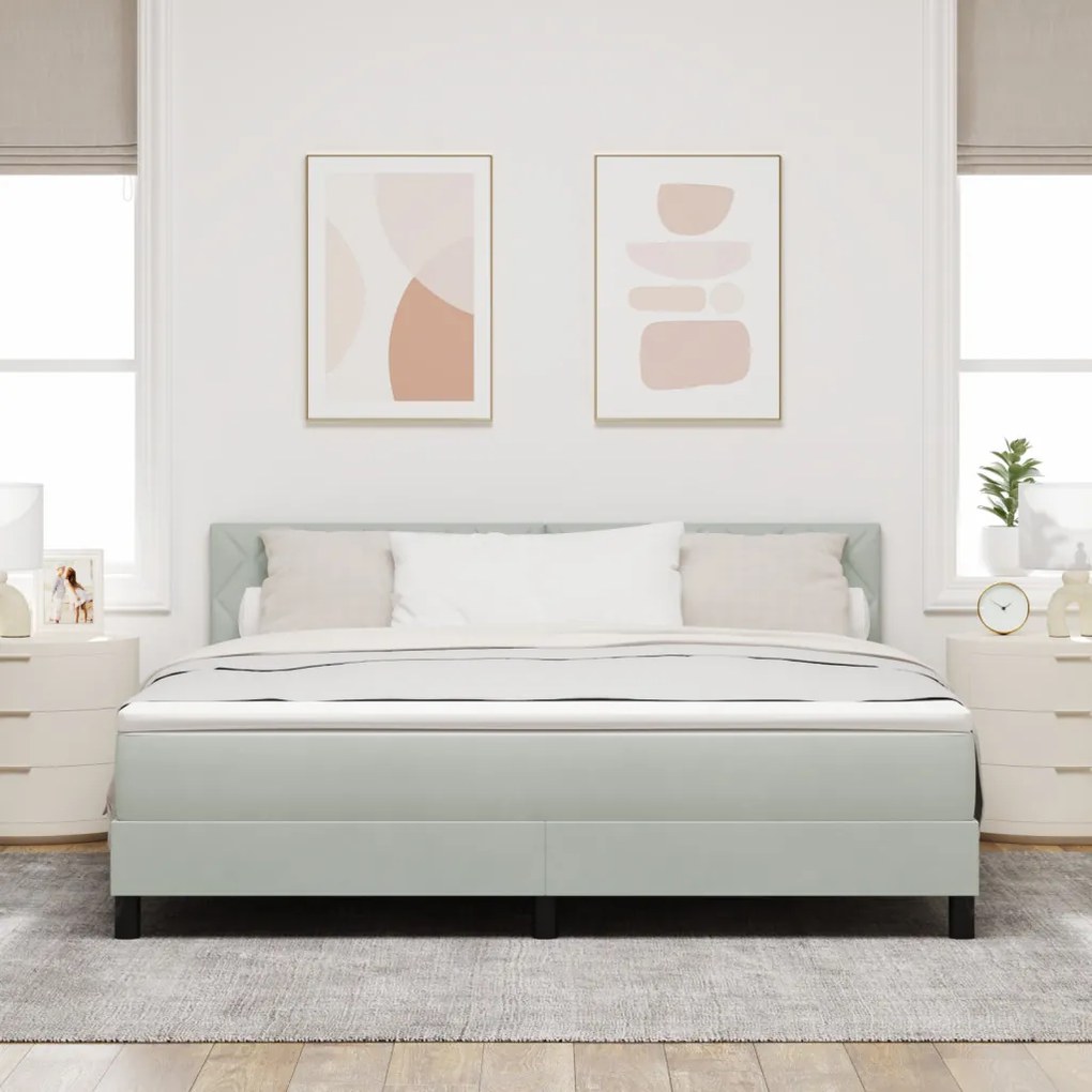 Boxspring Ágy Mattal és LED Fénnyel Szürke 180x200 cm Bársonyos