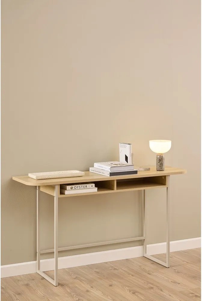 Natúr színű konzolasztal tölgyfa dekorral 40x140 cm Darlington – Actona