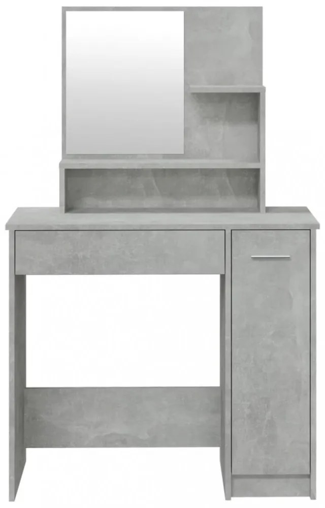 betonszürke színű fésülködőasztal-szett 86,5 x 35 x 136 cm
