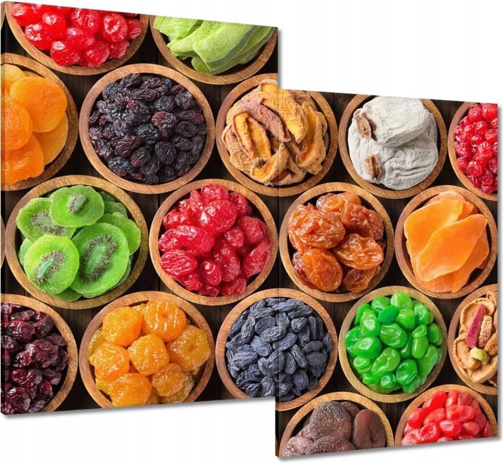 Vászonkép 80x70 Aszalt gyümölcsök tálakban