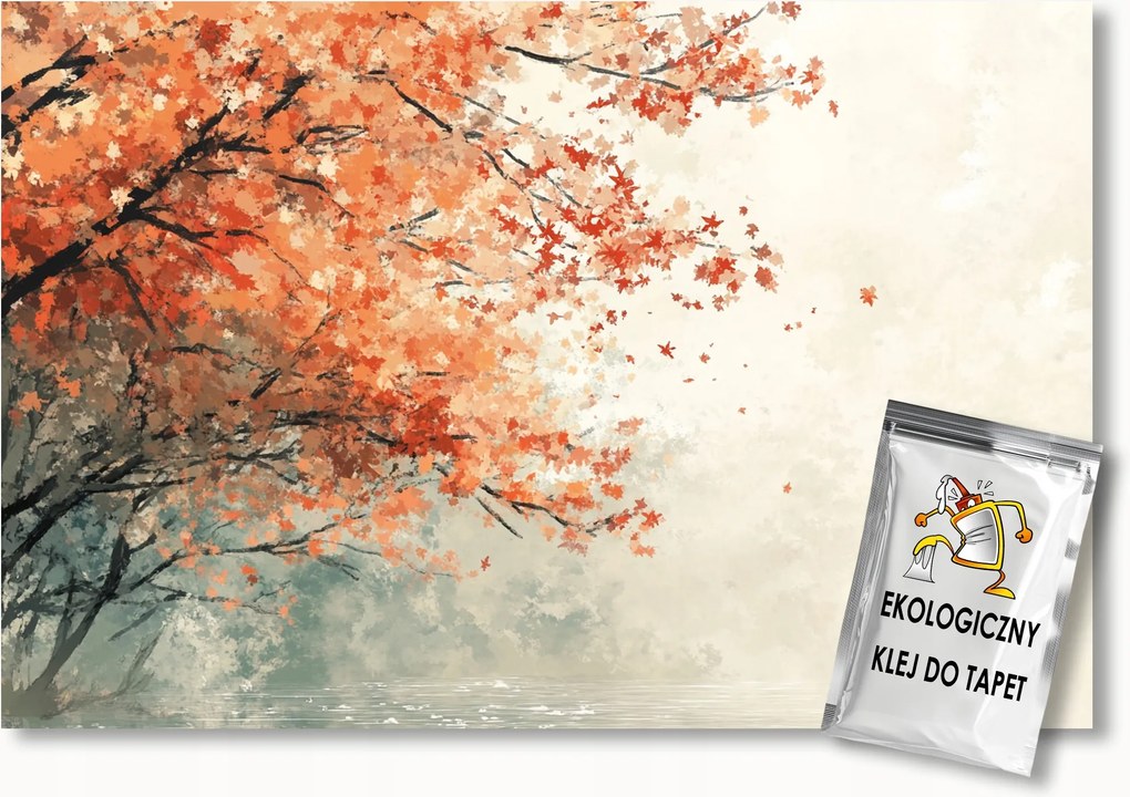 Fotótapéta Flizelina Kilátás Fa Vörös Levelek Ősz Tó 150x105 ragasztó