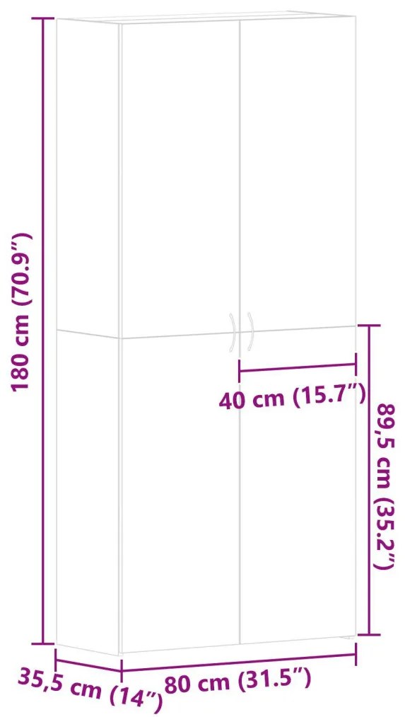 Cipőtároló Fekete 80x35,5x180 cm Mérnöki Fa