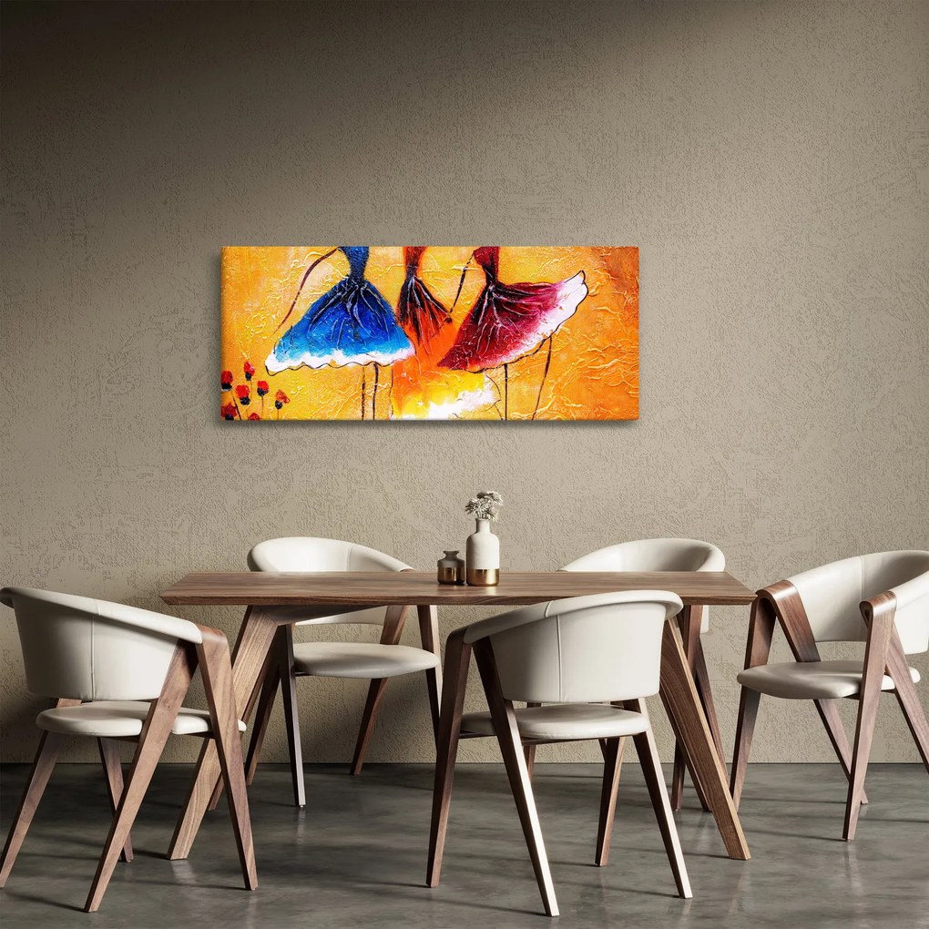 Kép - olajfestmény, balerinák (120x50 cm)
