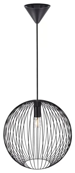 Nordlux - BERONI függeszték kábellel, 1x E27/60W/230V, fekete, Ø 35 cm
