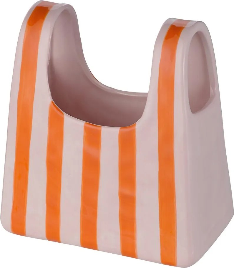 SHOPPING BAG kerámia váza 22 cm, csíkos