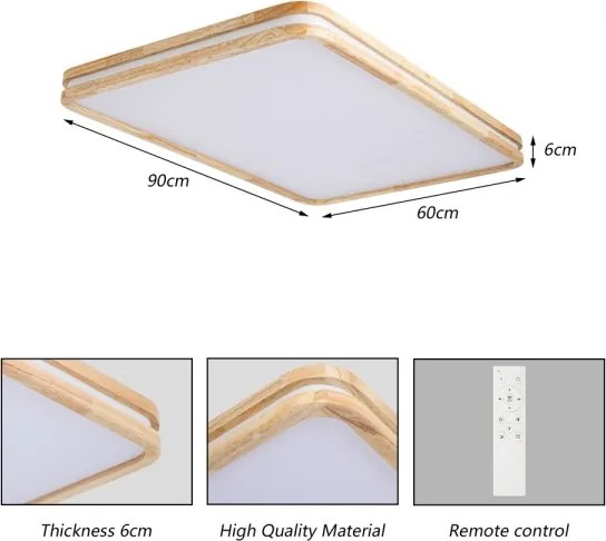 Brilagi - LED dimmelhető lámpatest MOLINA SQUARE LED/128W/230V tölgy 90x60 cm + távirányító