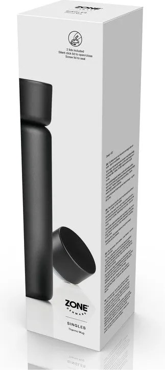 Fekete rozsdamentes acél termobögre 650 ml Singles – Zone