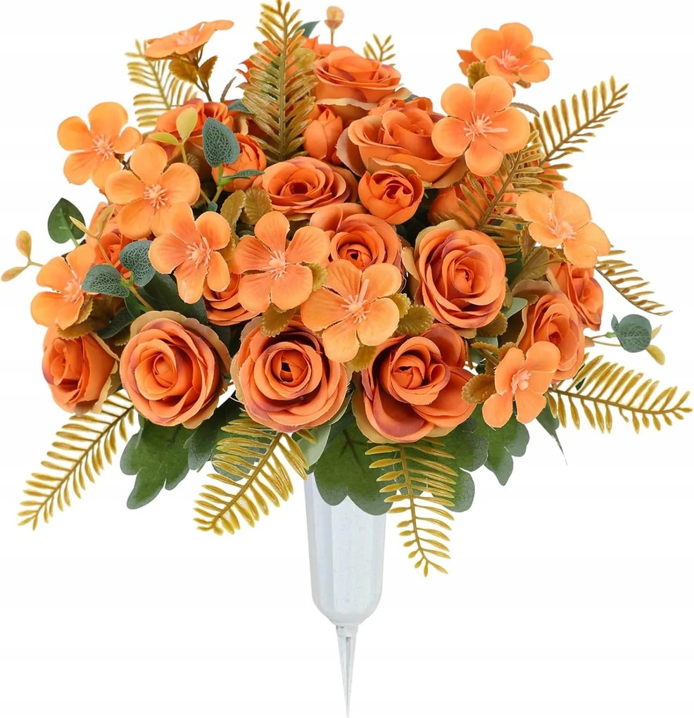 Művirág csokor narancssárga színben 4 ág 30cm