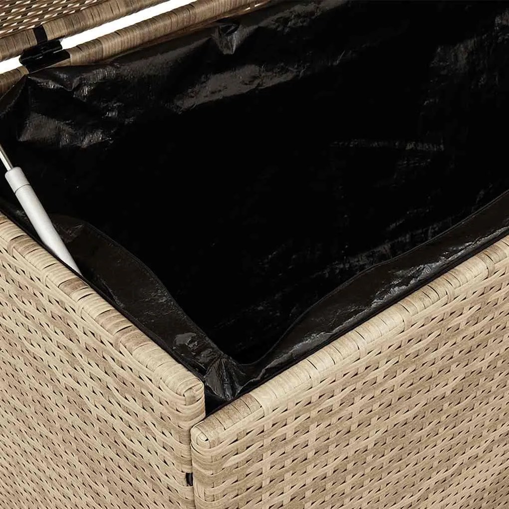 bézs polyrattan kerti tárolóláda kerekekkel 160x55x75 cm
