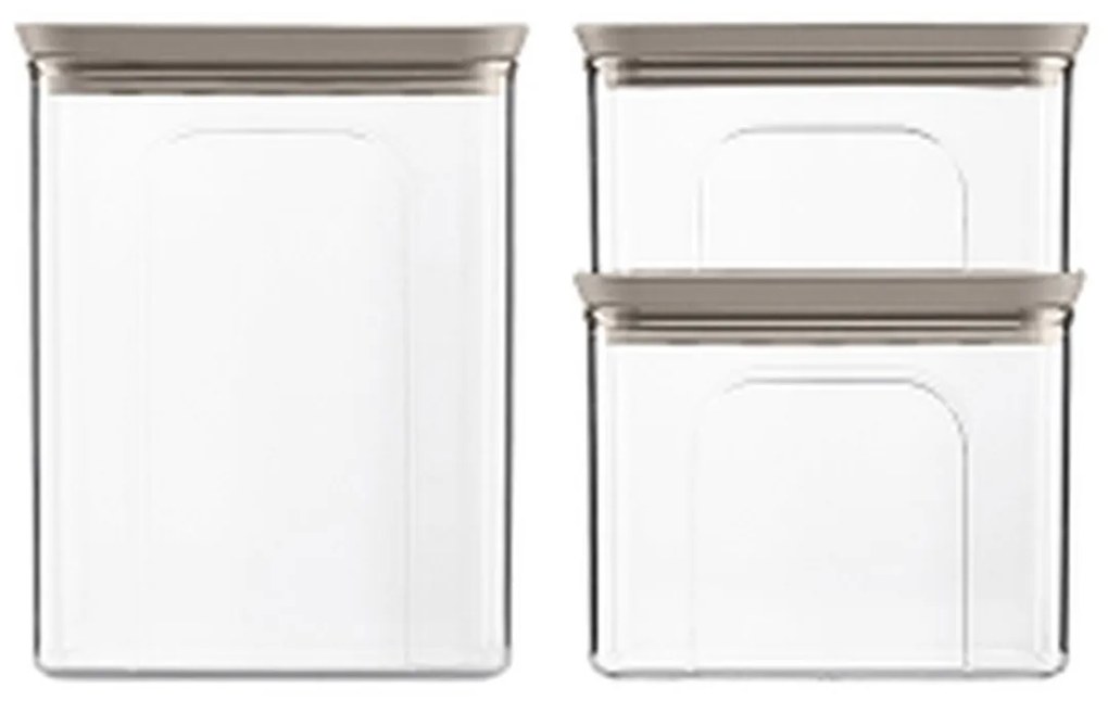 STEFANPLAST 3 darabos Tosca téglalap alakú váza készlet, átlátszó/világosszürke