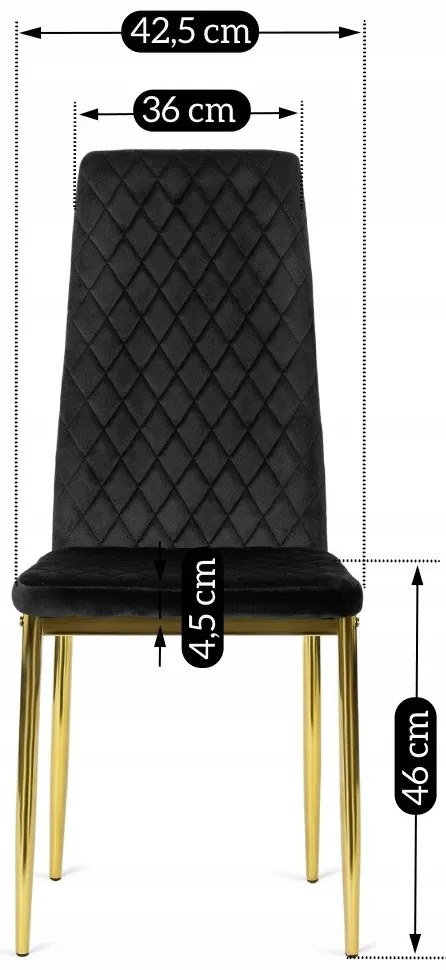 Elegáns Bársony Étkezőszék Fekete/Arany Színben. GAVI