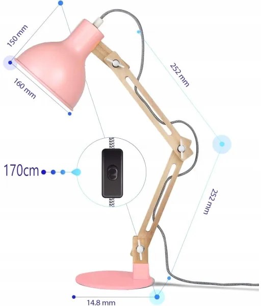 Asztali lámpa 1xE27/40W/230V rózsaszín