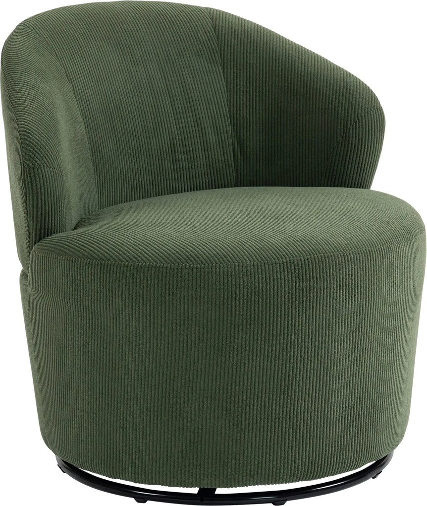 HOMCOM forgó lounge fotel – széles párnázott fotel ívelt háttámlával, kordbársony, zöld | Aosom